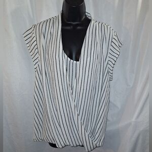 Halogen Black and White Wrap Blouse